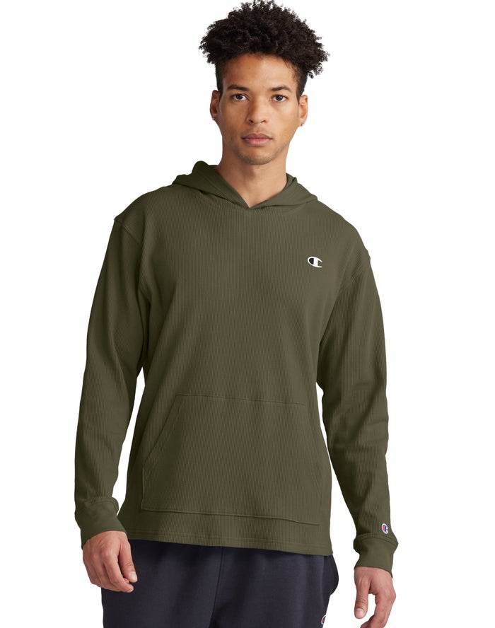 Champion Mens Hoodie NZ - Waffle Olive ( 7193-LEZMP )